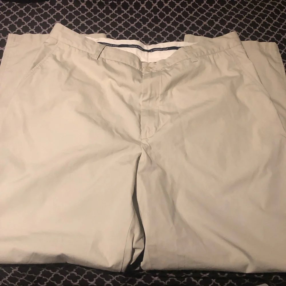 Vineyard Vines Mens Beige Chino Khaki Casual Pants Sz 40 X 32 Wide Leg K13